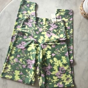 Aerie Green and Purple Floral Leggings